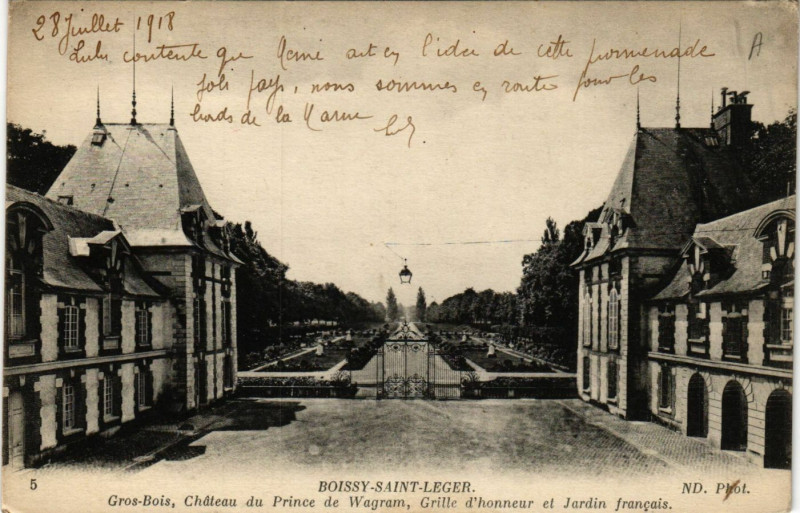 Carte postale ancienne Boissy-Saint-Leger - Gros-Bois Chateau du Prince de Wagram Grille à Boissy-Saint-Léger