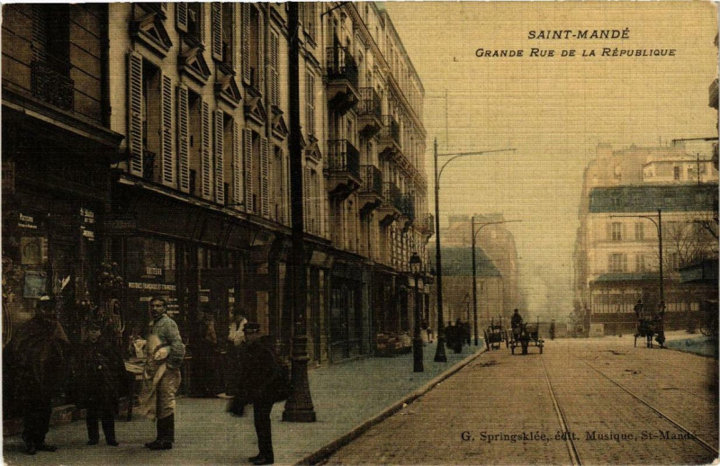 Carte postale ancienne Saint-Mande Grande Rue de la République à Saint-Mandé