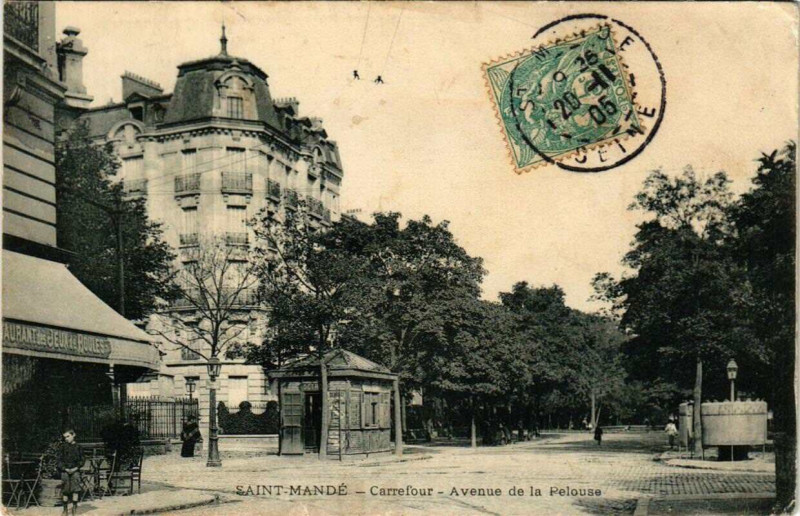 Carte postale ancienne Saint-Mande Carrefour Avenue de la Pelouse à Saint-Mandé