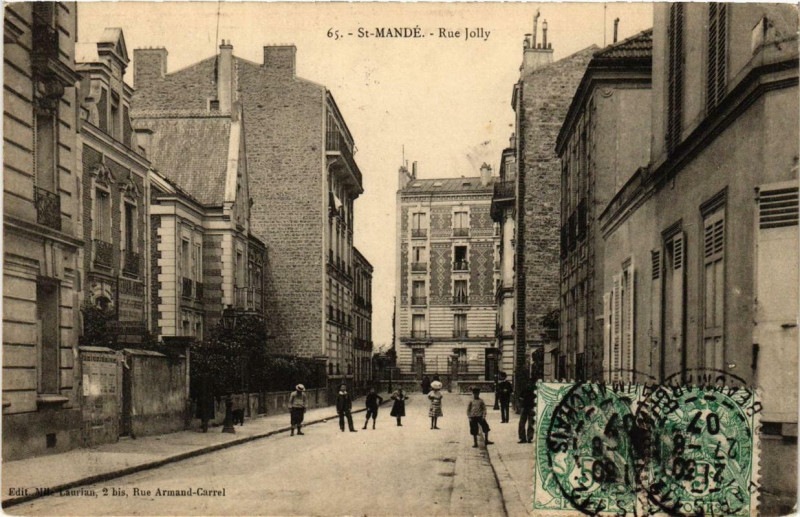 Carte postale ancienne Saint-Mande Rue Jolly à Saint-Mandé