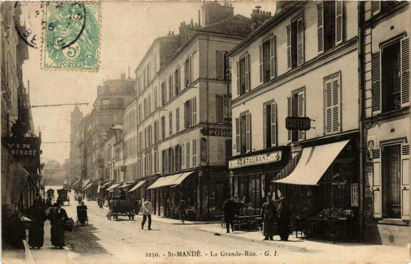 Carte postale ancienne Saint-Mande La Grande Rue à Saint-Mandé