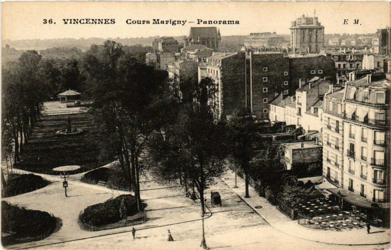 Carte postale ancienne Vincennes Cours Marigny Panorama à Vincennes