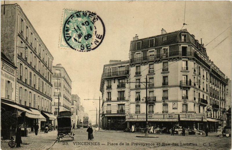 Carte postale ancienne Vincennes Place de la Prévoyance et Rue des Laitieres à Vincennes