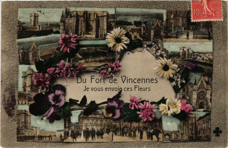 Carte postale ancienne Du Fort de Vincennes je vous envoie ces Fleurs à Vincennes