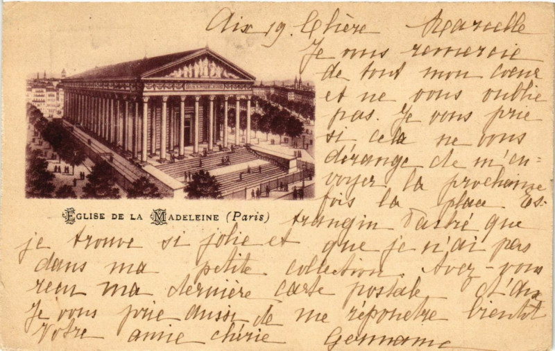 Carte postale ancienne Paris 8e Eglise de la Madeleine à Paris 8e