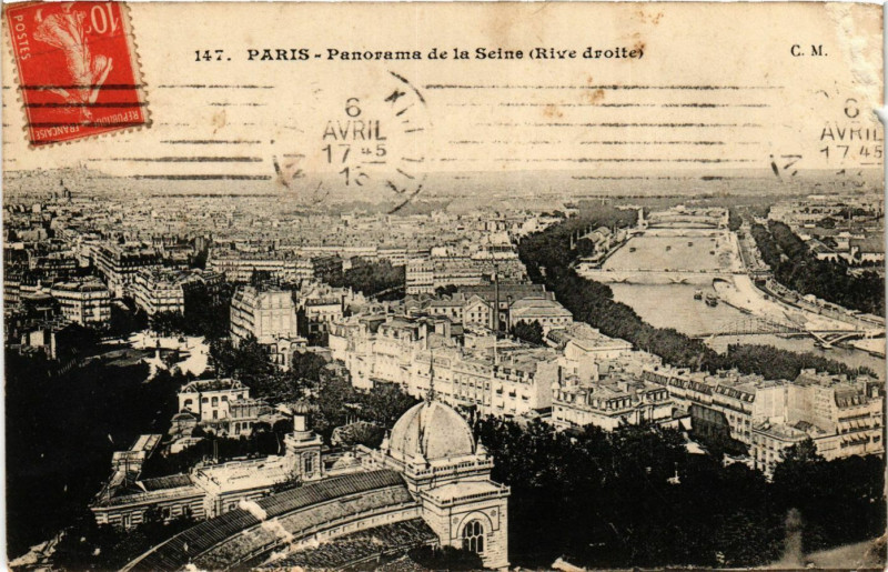Carte postale ancienne Panorama de la Seine (rive droite) à Paris 16e