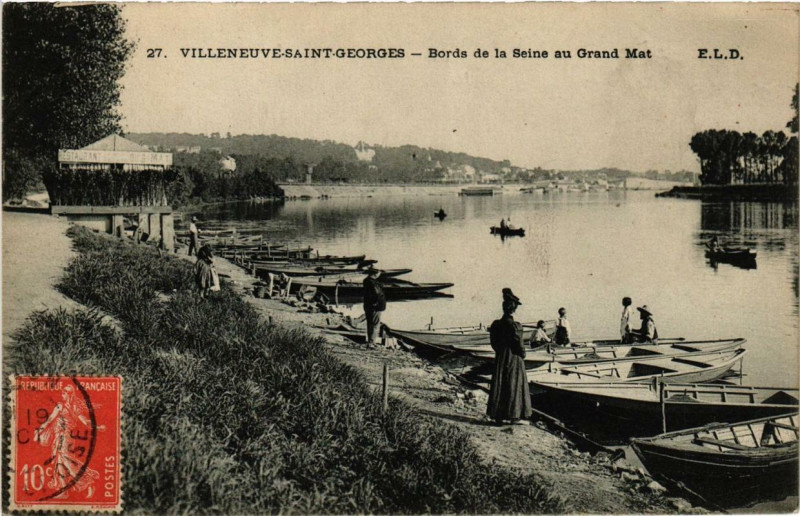 Carte postale ancienne Villeneuve-Saint-Georges Bords de la Seine au Grand Mat à Villeneuve-Saint-Georges