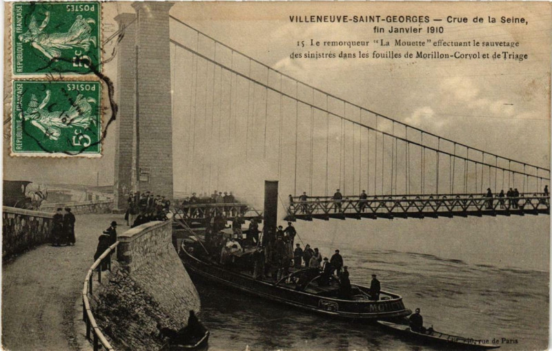 Carte postale ancienne Villeneuve-Saint-Georges le remorqueur La Mouette à Villeneuve-Saint-Georges