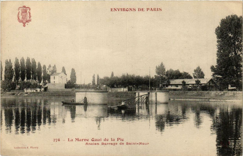 Carte postale ancienne La Marne Quai de la Pie Ancien Barrage de Saint-Maur