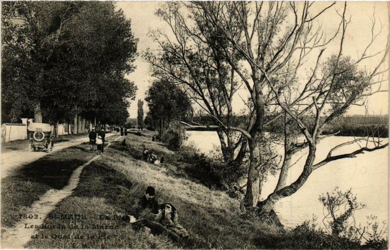 Carte postale ancienne Saint-Maur Les Bords de la Marne et le Quai