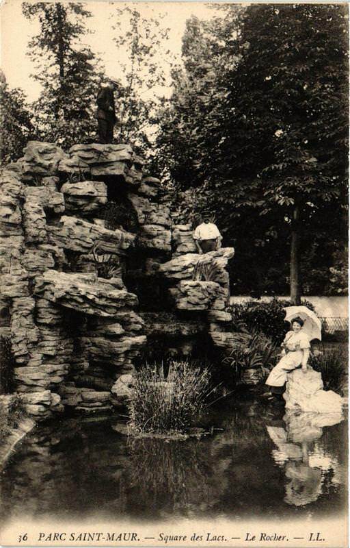Carte postale ancienne Parc Saint-Maur Square des Lacs Le Rocher