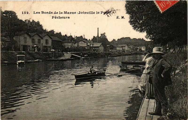 Carte postale ancienne Joinville-le-Pont Les Bords de la Marne Pecheurs à Joinville-le-Pont