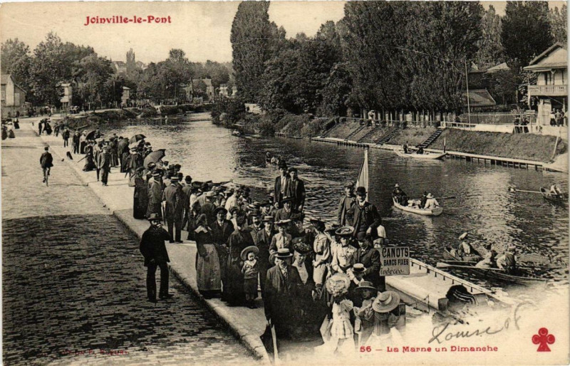 Carte postale ancienne Joinville-le-Pont 56 La Marne un Dimanche à Joinville-le-Pont