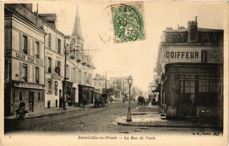 Carte postale ancienne Joinville-le-Pont La Rue de Paris à Joinville-le-Pont