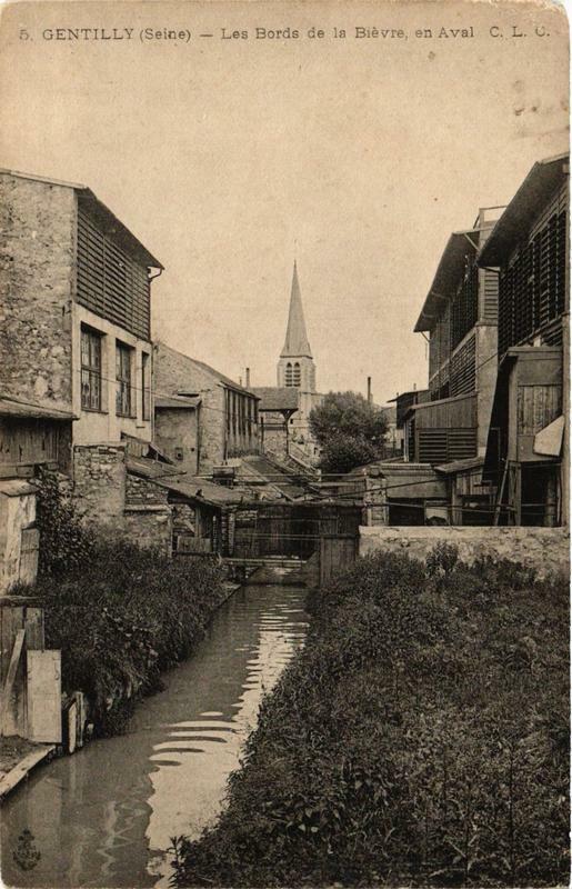 Carte postale ancienne Gentilly Les Bords de la Bievre en Aval à Gentilly