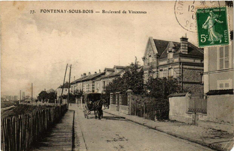 Carte postale ancienne Fontenay-sous-Bois Boulevard de Vincennes à Fontenay-sous-Bois