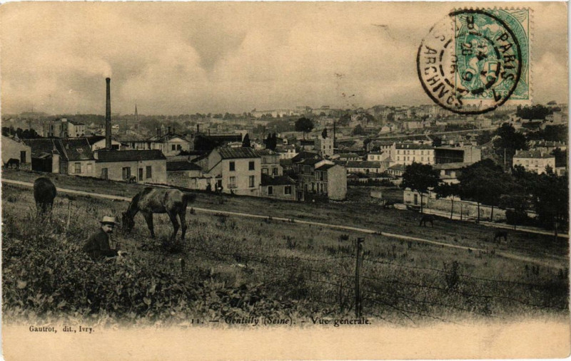 Carte postale ancienne Gentilly Vue générale à Gentilly