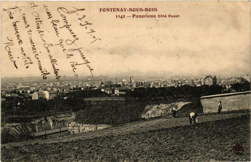 Carte postale ancienne Fontenay-sous-Bois 1142 panorama Coté Ouest à Fontenay-sous-Bois