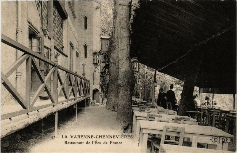 Carte postale ancienne Varenne-Chennevieres Restaurant de l'Ecu de France