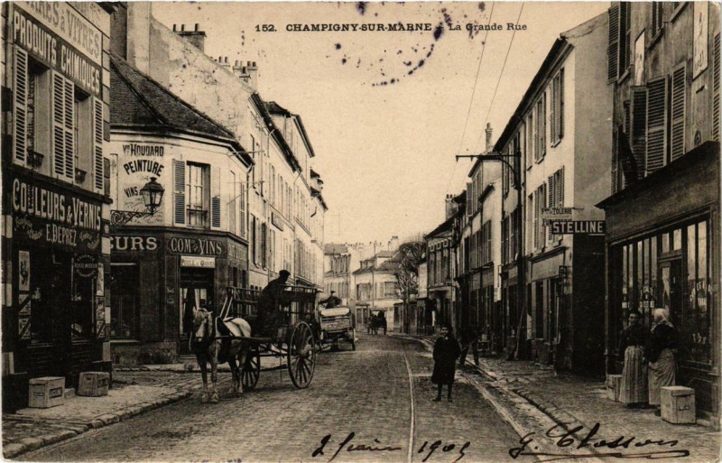 Carte postale ancienne Champigny-sur-Marne La Grande Rue à Champigny-sur-Marne