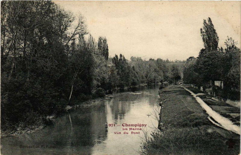 Carte postale ancienne Champigny 971 La Marne Vue du Pont