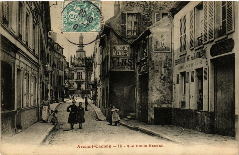 Carte postale ancienne Arcueil-Cachan Rue Emile-Raspail à Arcueil