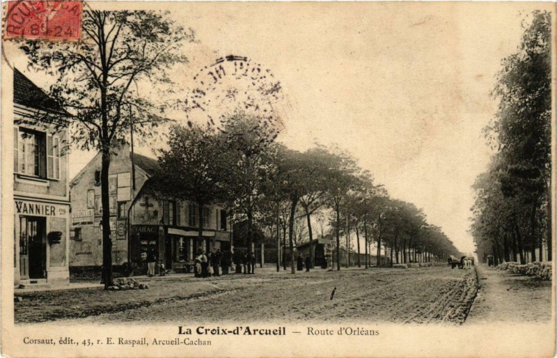 Carte postale ancienne La Croix-d'Arcueil Route d'Orléans à Arcueil