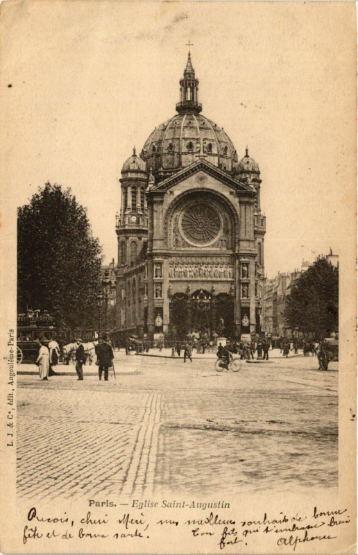 Carte postale ancienne Eglise Saint-Augustin à Paris 8e
