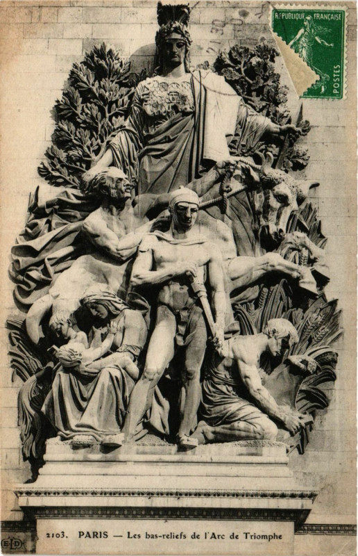 Carte postale ancienne Paris 8e - Les Bais reliefs de l'Arc de Triomphe à Paris 8e