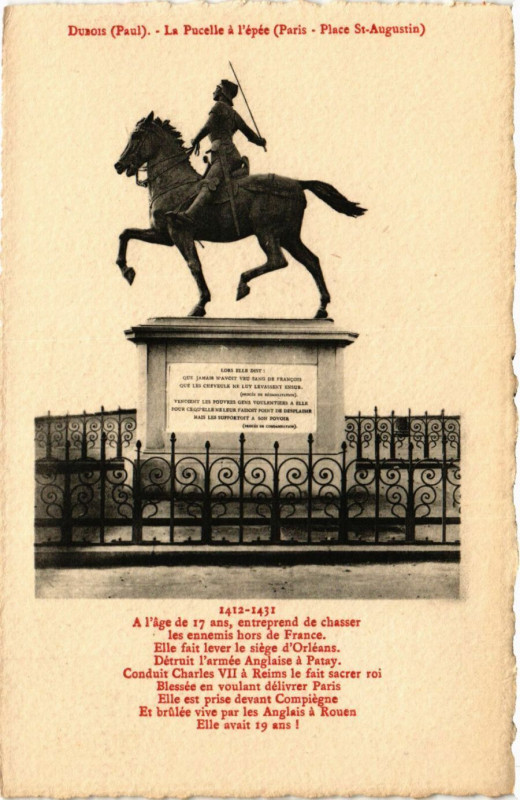 Carte postale ancienne Paris 8e Dubois - La Pucelle a l'epée à Paris 8e