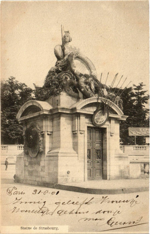 Carte postale ancienne Paris 8e Statue de Strasbourg à Paris 8e