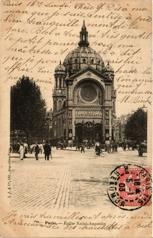 Carte postale ancienne Eglise Saint-Augustin à Paris 8e