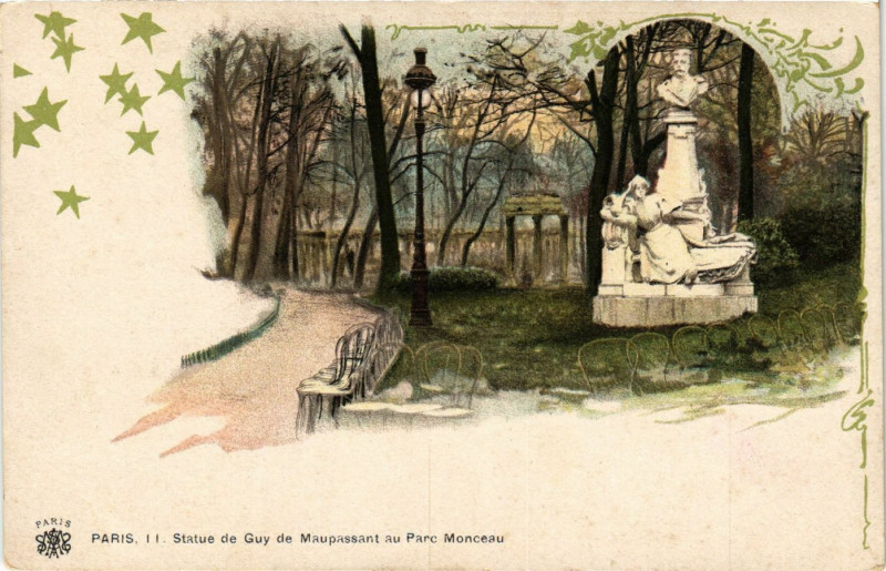 Carte postale ancienne Paris 8e - Statue de Guy de Maupassant au Parc Monceau à Paris 8e