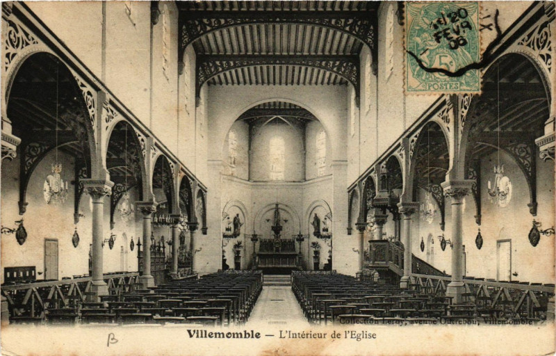 Carte postale ancienne Villemomble - L'Intérieur de l'Eglise à Villemomble