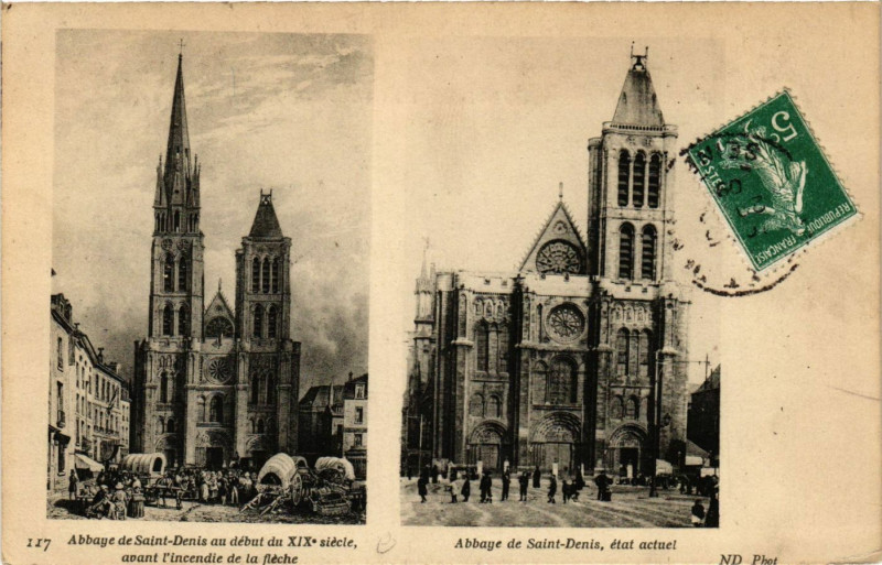 Carte postale ancienne Abbaye de Saint-Denis au début du Xix s. - Abbaye de Saint-Denis à Saint-Denis