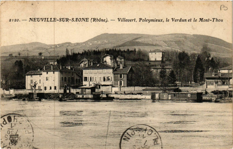 Carte postale ancienne Neuville-sur-Saone - Villervert - Poleymieux - Le Verdun à Neuville-sur-Saône