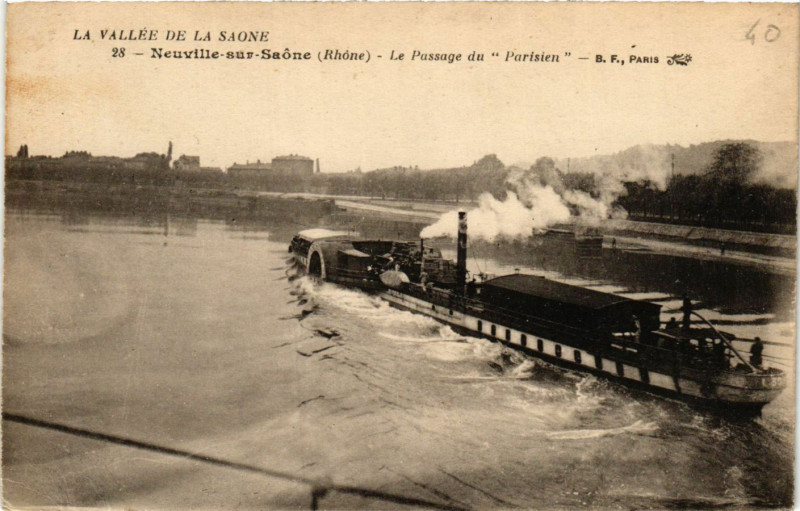 Carte postale ancienne Neuville-sur-Saone - Le Passage du Parisien à Neuville-sur-Saône