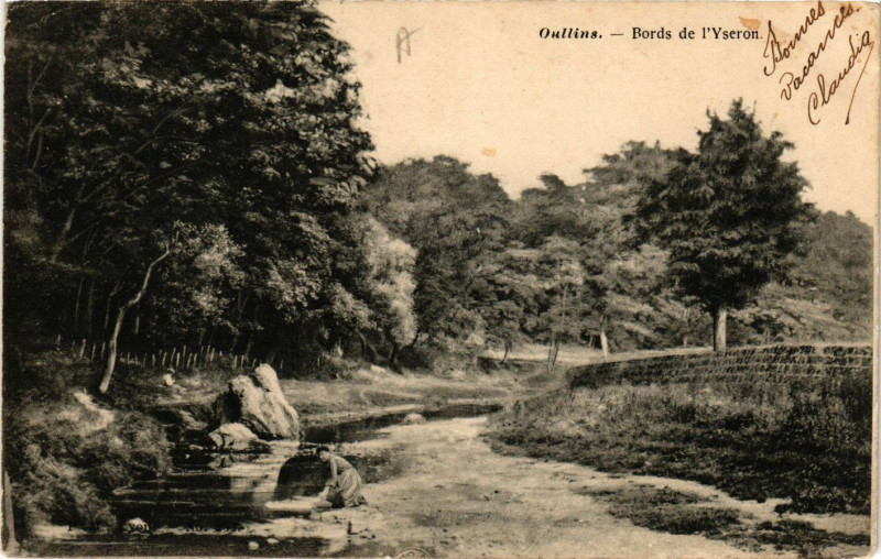 Carte postale ancienne Oullins - Bords de l'Yaeron à Oullins