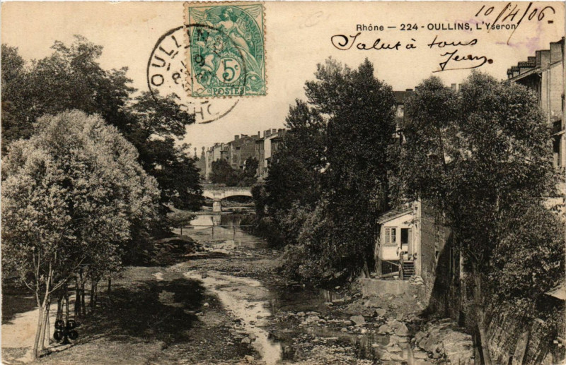 Carte postale ancienne Oullins - L'Yseron à Oullins