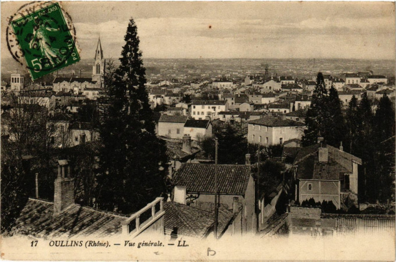 Carte postale ancienne Oullins - Vue générale à Oullins