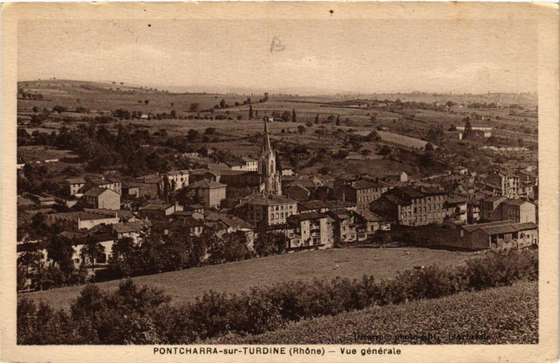 Carte postale ancienne Pontcharra-sur-Turdine - Vue générale