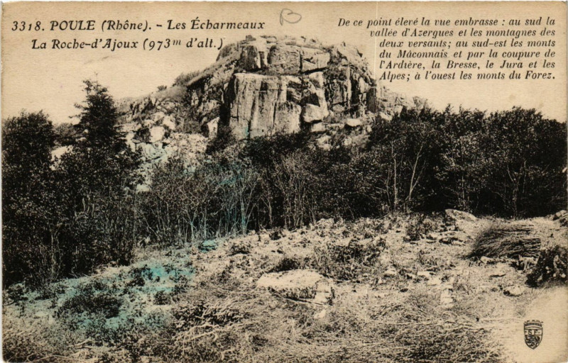 Carte postale ancienne Poule - Les Echarmeaux - La Roche d-'Ajoux à Joux