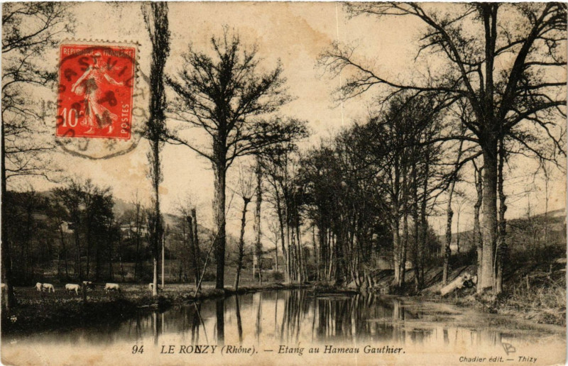 Carte postale ancienne Le Ronzy - Etang au Hameau Gauthier