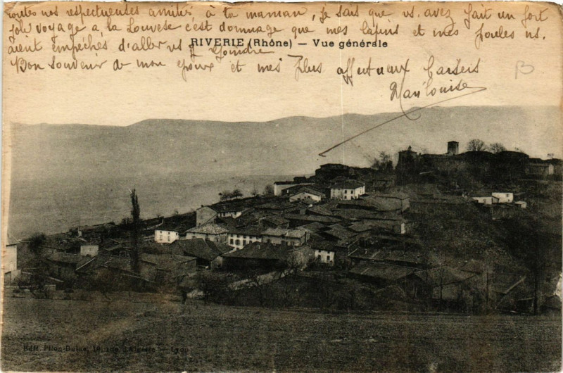 Carte postale ancienne Riverie - Vue générale à Riverie