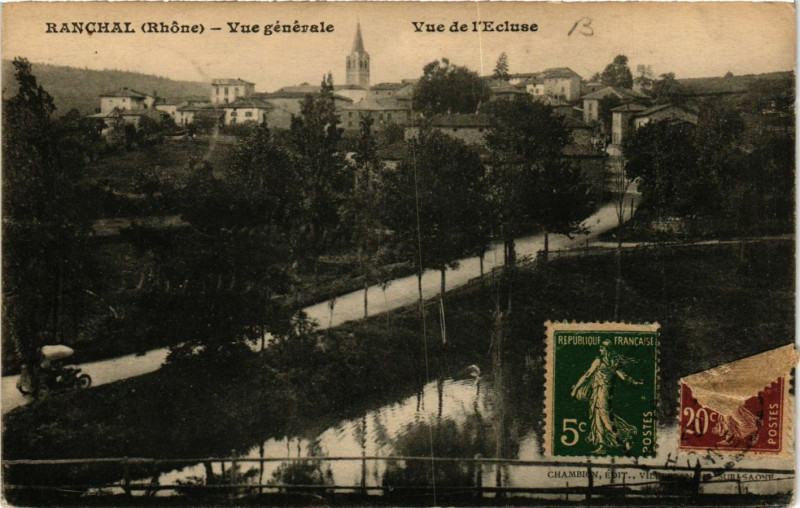 Carte postale ancienne Ranchal - Vue générale - Vue de l'Ecluse à Ranchal