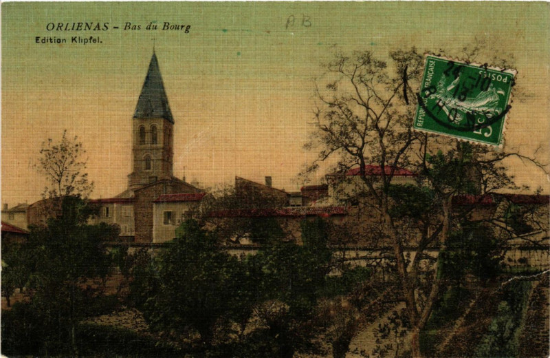 Carte postale ancienne Orlienas - Bas du Bourg à Orliénas