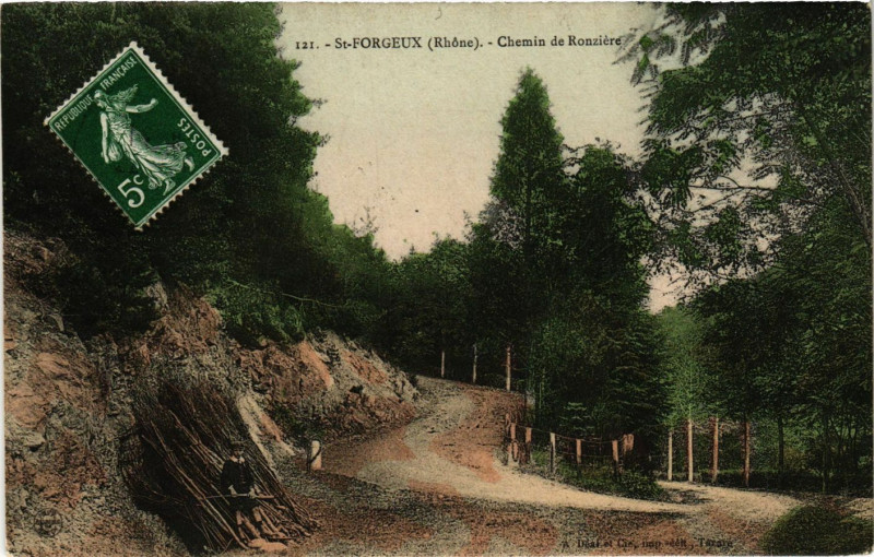 Carte postale ancienne Saint-Forgeux - Chemin de Ronziere à Saint-Forgeux