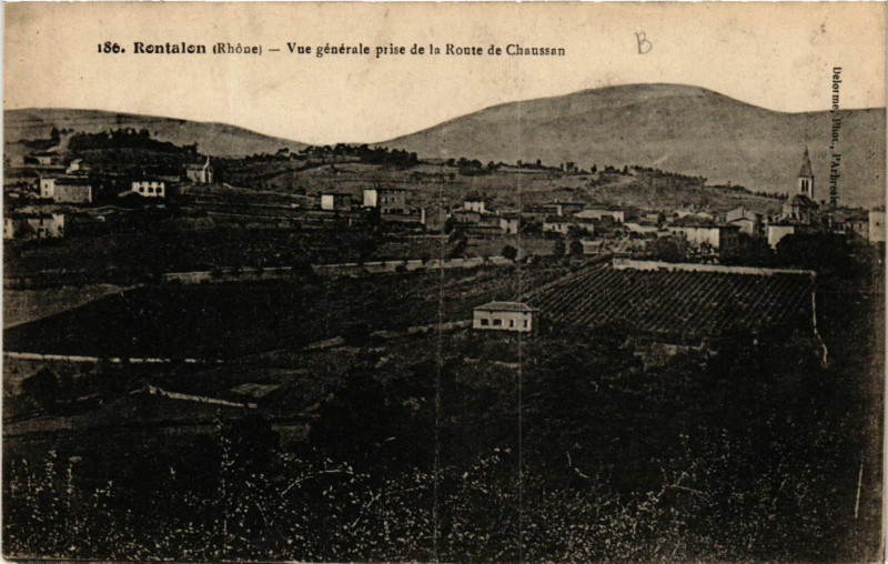 Carte postale ancienne Rontalon - Vue générale prise de la Route de Chaussan à Rontalon