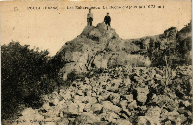 Carte postale ancienne Poule - Les Echarmeaux - La Roche d'Ajoux à Joux