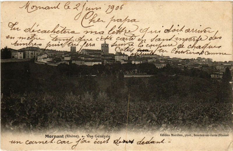 Carte postale ancienne Mornant - Vue générale à Mornant